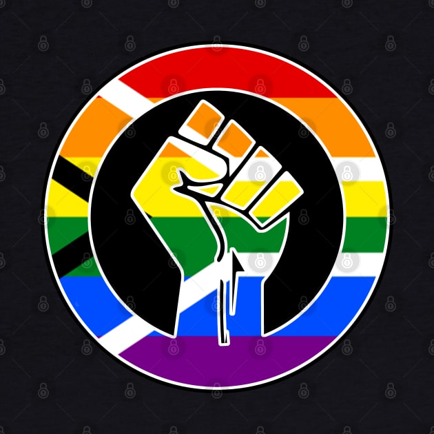 Black Lives Matter Fist Circled LGBTQ Flag South Africa Pride by aaallsmiles